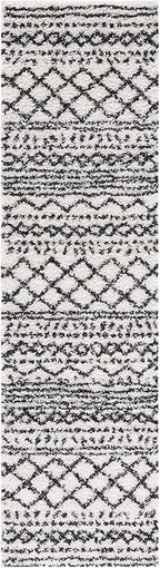 SAFAVIEH Arizona Shag Collection Runner Rug - 2'3" x 6', Ivory & Black, Moroccan Design, Non-Shedding & Easy Care, 1.6-inch Thick Ideal for High Traffic Areas in Living Room, Bedroom (ASG741Z)