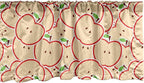 Ambesonne Fruits Window Valance, Modern Illustration Fruit from Abstract Cartoon Drawing Outline Look, Curtain Valance for Kitchen Bedroom Decor with Rod Pocket, 42" x 18", Apple Green Beige and Red