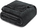 Exclusivo Mezcla Fleece Blanket King Size for Bed, Super Soft and Warm, All Season Use, Cozy, Plush, Lightweight, 90x104 Inches, Dark Grey
