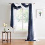 Warm Home Designs Standard Length Navy Blue Sheer Window Scarf. Valance Scarves are 54 X 144 Inches. Great As Wedding Arch Draping Fabric, Bed Canopy Or for Decorative Project. AM Navy 144"