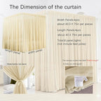 Akiky Canopy Bed Curtains 8 Panel Bed Curtains Drapes for King Size Bed Sheer Canopy Bed Drapes with Lights(Khaki)