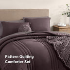 Monbix King Size Comforter Set - 7 Pieces Bed in a Bag King, ltalian Plum Bedding Sets with Comforter, All Seasons Down Alternative Comforter Bed Set with Sheets, Pillowcases & Shams