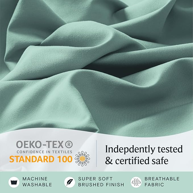 LuxClub Twin XL Sheets - Soft Kids Twin Bed Sheets for Boys and Girls, 3 PC Deep Pockets Wrinkle Free Kids Fitted Sheets Machine Washable Hotel Bedding Silky Soft- Light Teal Twin XL