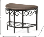 Mango Steam Half Moon Shoe Bench - Vanity Seat/Dressing Stool/Makeup Chair - Mocha Brown