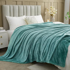 NEWCOSPLAY Super Soft Throw Blanket Light Teal Premium Silky Flannel Fleece Leaves Pattern Lightweight Bed Blanket All Season Use (Light Teal, Throw(50"x60"))