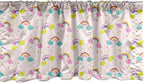 Ambesonne Cartoon Window Valance Pack of 2, Pastel Rainbows Clouds Raindrops Sky Theme, Rod Pocket Curtain Valances for Kitchen Bedroom, 42" X 18", Rose and Multicolor