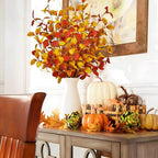 16pcs Artificial Fall Leaves Stems, 27" Fall Flowers Eucalyptus Leaves Branches Faux Fall Leaf Spray Fall Decorations for Home Floral Arrangement Autumn Table Centerpiece