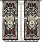 Viking Curtains Nordic Mythology Rune Weapon Antique Viking Pirate Crow Art Pattern Printed Curtains Bedroom Living Room Decoration Blackout Curtains W63 * L72 Inch