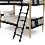 Storkcraft Caribou Twin-Over-Twin Bunk Bed (Black with Natual) – GREENGUARD Gold Certified, Converts to 2 Individual Beds