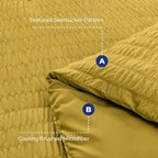 HYMOKEGE Mustard Yellow California King Comforter Set Seersucker 7 Pieces, All Season Luxury Bed in a Bag for Bedroom, Bedding Set with Comforter, Sheets, Pillowcases & Shams