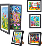 [3-Pack] Kids Artwork Frames Changeable - Front Opening Holds 150,Children Art Projects Kids Art Frames,10x12.5 Child Picture Frame for Display,With Storage(Wood)