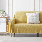 BOURINA Mustard Throw Blanket 50 x90 Inches Throw Textured Solid Soft Sofa Throw Bed Runner Couch Cover Knitted Decorative Blanket Bed Runner