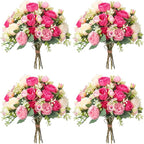 Geosar 8 Bundles Artificial Peonies Flowers Fake Silk Peony Bouquet Faux Peonies Flowers Bulk for Decoration Vase Floral Arrangements Wedding Party Table (Bright Color)