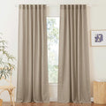 RYB HOME Sheer Linen Curtains 90 inches Long, Rod Pocket & Back Tab Linen Blend Elegant Light Filtering Privacy UV Protected Panels for Living Room, Khaki, 52" W, 2 Panels