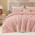 BEDELITE Fleece Twin Comforter Set -Super Soft & Warm Fluffy Dusty Pink Bedding, Luxury Fuzzy Heavy Bed Set for Winter with 1 Pillow case