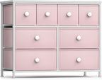 Sorbus Fabric Dresser for Kids Bedroom - Chest of 8 Drawers, Storage Tower, Clothing Organizer, for Closet, for Playroom, for Nursery, Steel Frame, Fabric Bins - Knob Handle (Pastel Pink)