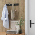 Coat Hooks Wall Mounted, Wooden Hat Rack with 4 Hooks for Entryway, Bathroom,Bedroom(Black)