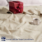 PHF 100% Cotton Waffle Weave Blanket Queen Size for Bed,Snag Proof Lightweight Breathable Moisture-Wicking Throw for Couch,Great for Layering in Cold Weather,Machine Washable, Home Decor Gift-Linen
