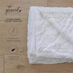 GRACED SOFT LUXURIES Throw Blanket Softest Warm Elegant Cozy Faux Fur Aesthetic for Travel, Home, Bed, Sofa, Couch, Living Room (Solid Ivory, Large 50" x 60")