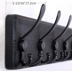 WEBI Coat Rack Wall Mount,Coat Hooks Wall Mounted Rustic,16" Hole to Hole,Large Coat Hanger Wall,Wood Hook Rack,5 Triple Hooks for Hanging Coats,Jacket,Clothes,Black
