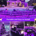 JMEXSUSS 2 Pack Purple Lights Battery Operated Halloween Lights Outdoor Waterproof, Each 33 ft 100 LED Battery Powered Rope Lights, Purple String Light with Remote for Balcony Garden Halloween Decor