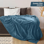 Utopia Bedding Fleece Blanket Queen Size Stone Blue 300GSM Luxury Fuzzy Soft Anti-Static Microfiber Bed Blanket (90x90 Inch)