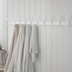 Dseap Coat Rack Wall Mount - 38” Long 10-Tri-Hooks Heavy Duty Coat Hanger Rail Wall Hooks for Hanging Coats Hats Clothing Clothes Purse Mudroom Entryway, White, Pack of 2