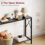 Tajsoon Console Table, 2-Tier Entryway Table, 41.8”L Narrow Sofa Tables with Shelves, Behind The Couch, for Entrance, Hallway, Living Room, Foyer, Corridor, Office, Black