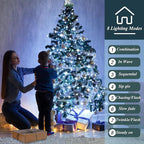 Christmas Tree Lights String, 200LED Christmas Lights for Tree with 8 Light Modes & Memory Function, 5FT x 10 String Lights with Timing & Remote Control for Xmas Holiday Decorations - Cold White