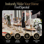 Gold Candleholders for Taper Candlesticks Plus Candle Snuffer – Dining Table Décor Centrepiece - Brass Candelabra Candlestick Holder - Gold Décor for Home Weddings Celebrations Events (Set of 6 Pcs)