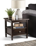 SIMPLIHOME Warm Shaker SOLID WOOD 20 inch Wide Rectangle Transitional End Side Table in Tobacco Brown for the Living Room and Bedroom