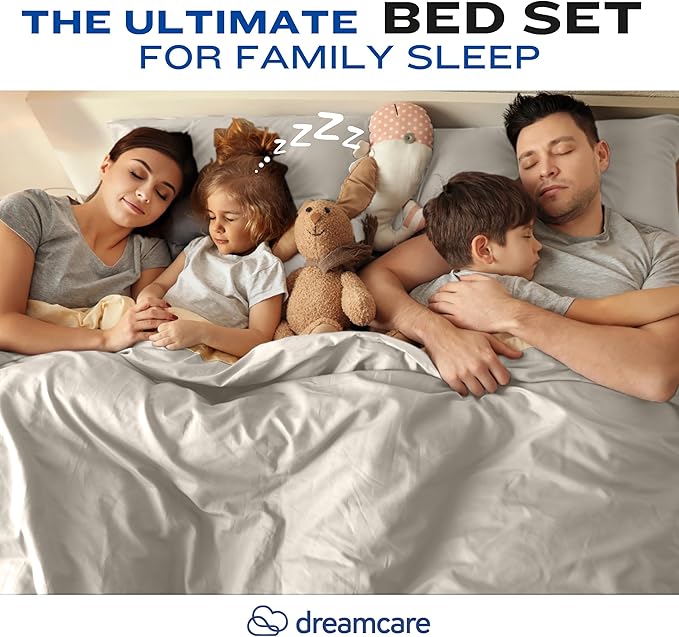 DREAMCARE King Size Sheets Set – 4 pcs Cooling Sheets – up to 21” Deep Pocket King Sheet Set – Hotel Luxury Sheets & Pillowcases – Superior Softness 100% Fine Microfiber with Side Pocket – Ivory
