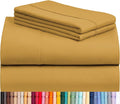 LuxClub 4 PC Full Sheet Set, Breathable Luxury Bed Sheets, Deep Pockets Wrinkle Free Cooling Bed Sheets Machine Washable Hotel Bedding Silky Soft - Medallion Gold Full