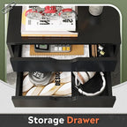 DEVAISE 7-Drawer Chest, Wood File Cabinet with Wheels, Black