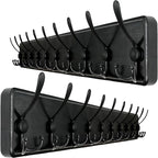 WEBI Coat Rack Wall Mount,38 9/16" Long,10 Tri Hooks for Hanging Coats,16" Hole to Hole,Wood Coat Hooks Wall Mounted,Wall Coat Hanger for Clothes,Jacket,Hats,Rustic Black,2 Packs
