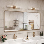 CAHRMOR 60x28 Brushed Gold Mirror for Bathroom, Golden Metal Framed Vanity Mirror, Large Rectangle Vanity Wall Mirror, Modern, Anti-Rust, Shatterproof (Horizontal/Vertical)