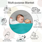 PHF Pre-Washed Cotton Waffle Weave Blanket Baby Size,Snag Proof Throw for Spring Summer,Lightweight Breathable 30x40,Oeko-TEX Certified for Bed,Machine Washable, Home Decor Gift，Teal