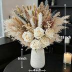 100pcs Artificial Flowers Arrangement With Vase, Fake Flowers Silk Roses in Vase, Coffee Table Decorations,Boho Dried Pampas Grass, Dining Table Decor, Floral Centerpieces for Tables, Centro de Mesa