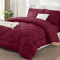 CozyLux King Size Comforter Set Burgundy - 7 Pieces Bed in a Bag King, Luxury Soft Bed Set for All Seasons, Bedding Set with Down Alternative Comforter, Sheets, Pillowcases & Shams