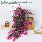 Fake Monkey Plants Hanging Eucalyptus Vines Fake Vines Faux Hanging Plants for Outdoor Garden Yard Backdrop Decor Indoor Room Table Wall Home Hanging Decoration(Fuchsia)