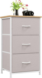 Somdot Dresser for Bedroom with 3 Drawers, Storage Organizer Chest of Drawers with Removable Fabric Bins for Closet Bedside Living Room Laundry Entryway Hallway, Ash Grey