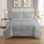 Sweet Home Collection 7 Piece Comforter Set Bag Solid Color All Season Soft Down Alternative Blanket & Luxurious Microfiber Bed Sheets, Silver, Queen