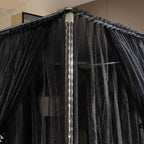 Joyreap 4 Corners Post Canopy Bed Curtain Black- King Size Royal Luxurious Cozy Drapes Netting- Elegant Bedroom Decoration Accessories for Adults