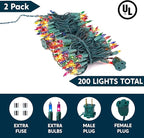 Joiedomi Multicolor Christmas String Lights,200(2x100) 42.6FT Christmas Fairy Tree Lights Plug in for Indoor Outdoor Xmas Decorations Patio Holiday Theme Party Yard House,Green Wire