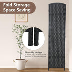 Room Divider 6 Panel Folding Privacy Divider 6 Ft Indoor Wall Divider Portable Partition Wood Screen, Black