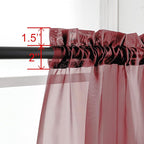 OWENIE Sheer Curtains, Sheer Curtains 63 inch Length 2 Panels Set, Rod Pocket Voile Fimly Sheer Drapes for Living Room/Bedroom, 2pcs, Each 42" W x 63" L, Burgundy