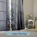 OWENIE Black Sheer Curtains 96 Inch Length, Elegant Sheer Curtains for Bedroom, Window Voile Sheer Curtain Panels/Drapes/Treatment for Living Room, 2Pcs, Each 42" W x 96" L, Black