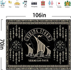 OSUNBD Viking Warship Tapestry Wall Hanging - Large 106x70 inches Storm & Celtic Runes on Soft Flannel Aesthetic Mythology Tapestries Norse Mythology Art for Bedroom, Living Room Decor