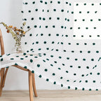 MYSKY HOME 84 Inch Long Christmas Curtains for Living Room Hunter Green Pom Pom Curtains for Bedroom White Sheer Nursery Curtains for Kids Room Rod Pocket Privacy Windows Drapes 52" x 84" 2 Panels