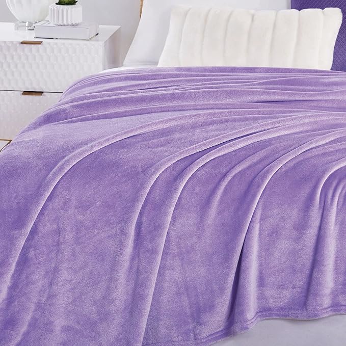 Walensee Fleece Blanket Plush Throw Fuzzy Lightweight (XL-Twin Size 66x90 Lavender) Super Soft Microfiber Flannel Blankets for Couch, Bed, Sofa Ultra Luxurious Warm and Cozy for All Seasons